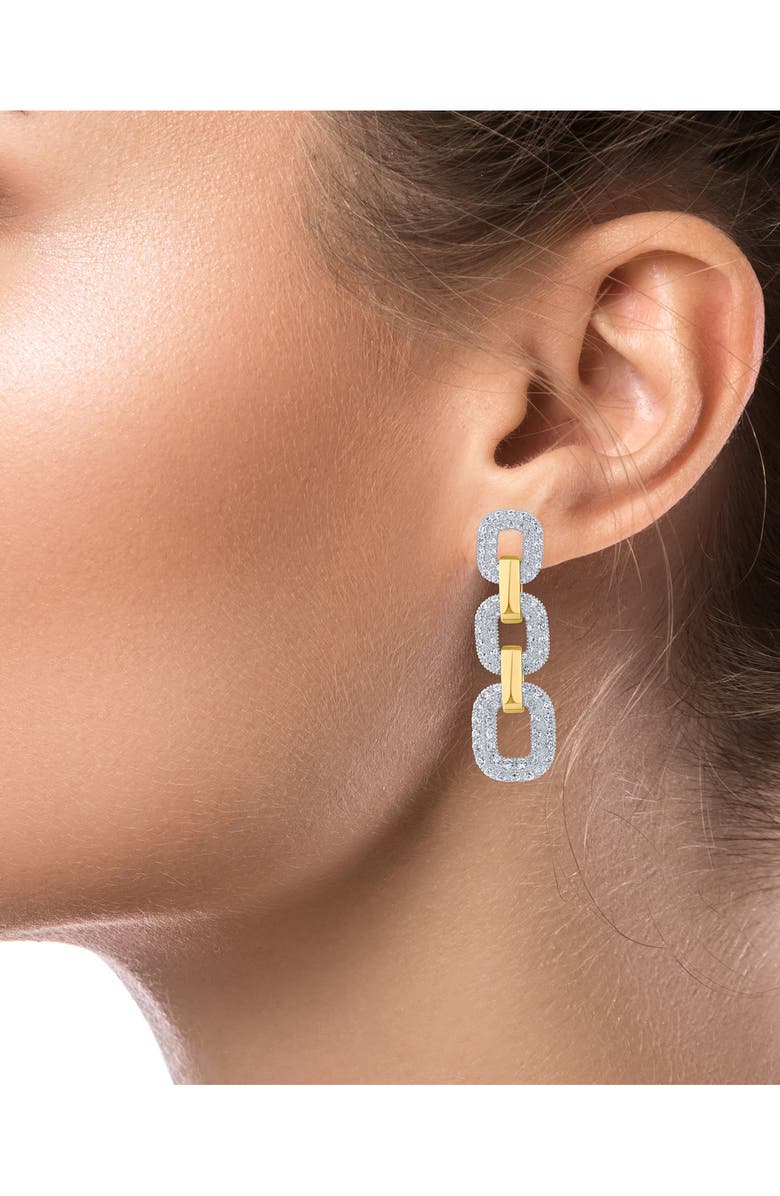 CZ by Kenneth Jay Lane Triple Link Drop Earrings, Alternate, color,