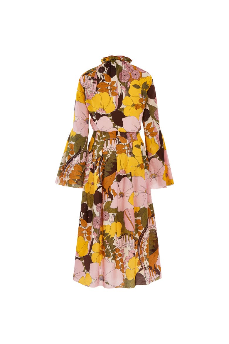 Casanova Midi Dress Big Flower Rose Pink, Alternate, color, Big Flower Rose Pink
