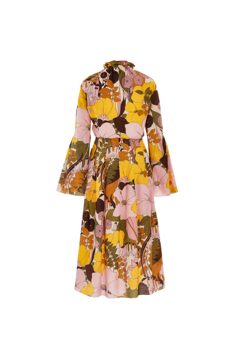La DoubleJ Casanova Midi Dress Big Flower Rose Pink, Alternate, color, Big Flower Rose Pink