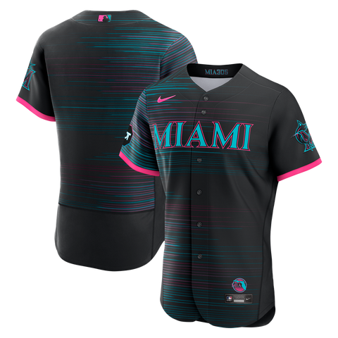 Men's Nike Black Miami Marlins City Connect Authentic Sponsor Patch Jersey