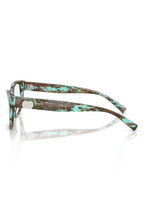 Tiffany & Co . 52mm Cat Eye Optical Glasses In Blue Havana