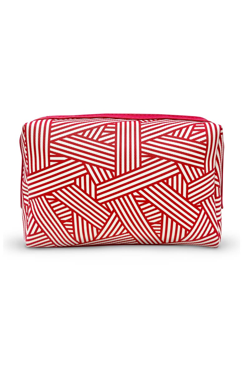 Scarlet Stripe Cosmetic & Travel Bag, Main, color, Red