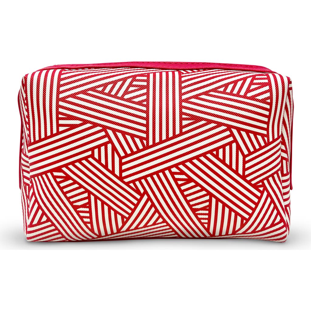 Youzey Scarlet Stripe Cosmetic & Travel Bag In Red
