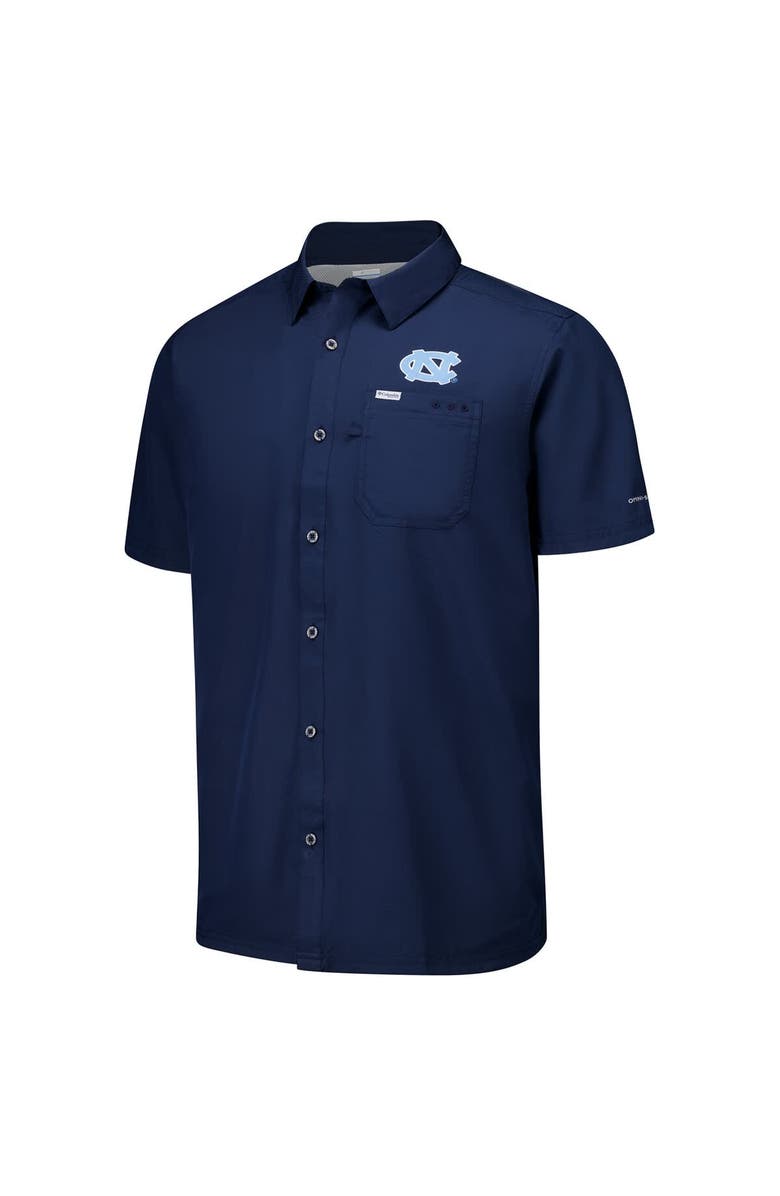 Columbia Men's Columbia Navy North Carolina Tar Heels PFG Slack Tide<sup>™</sup> Omni-Shade<sup>™</sup> Button-Up Camp Shirt, Alternate, color, Navy