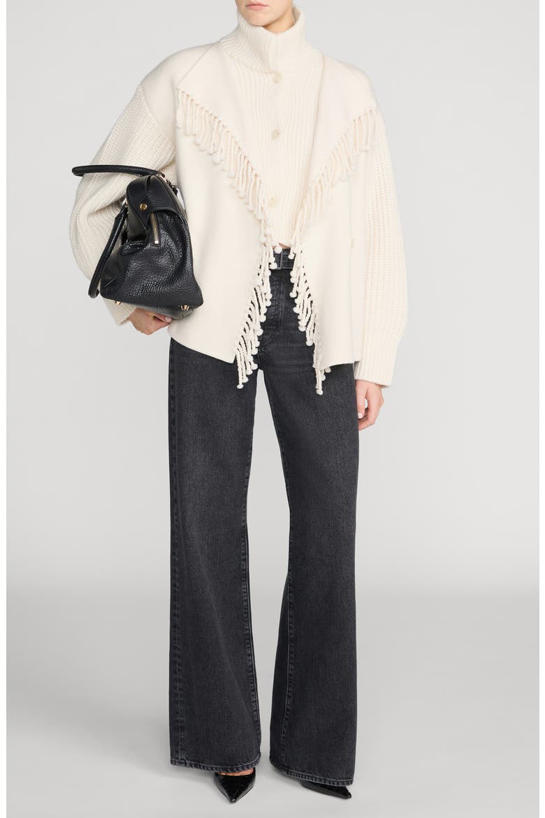 The Cropped Jacquard Coat, Alternate, color, ECRU