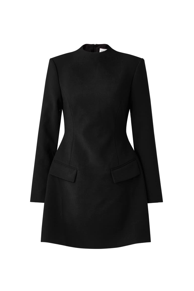 Leanna High Neck Mini Dress, Alternate, color, Black