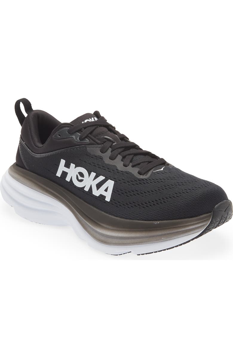 HOKA Bondi 8 Running Shoe, Main, color, Black / White