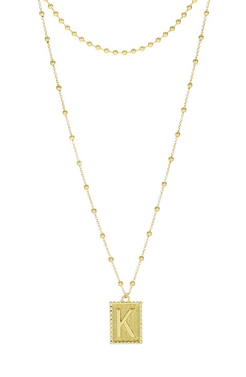 Initial B Dot Layered Pendant Necklace