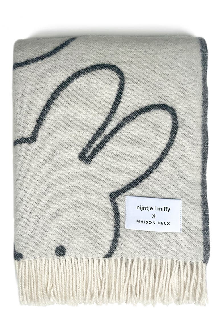 x Miffy Kids' Wool Blanket, Main, color, WHITE/ BLACK
