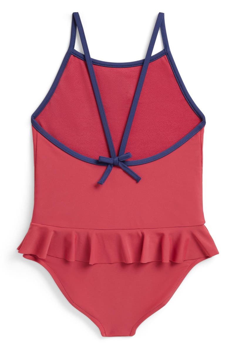 Polo Ralph Lauren Kids' Embroidered Peplum One-Piece Swimsuit, Alternate, color, Nantucket Red Multi