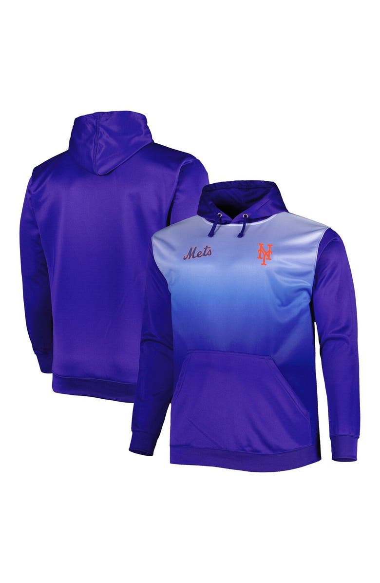 PROFILE Men's Royal New York Mets Fade Sublimated Fleece Pullover Hoodie, Main, color, Royal