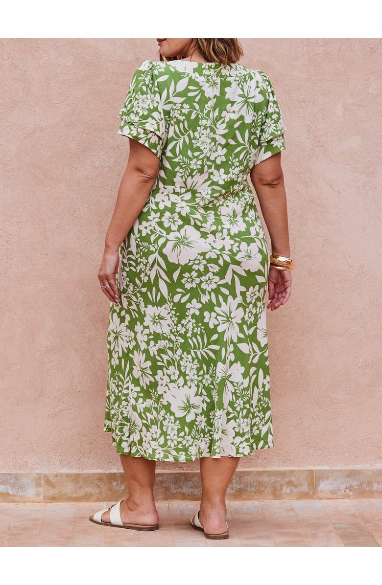 Live Unlimited Floral Flutter Sleeve Dress, Alternate, color, Green