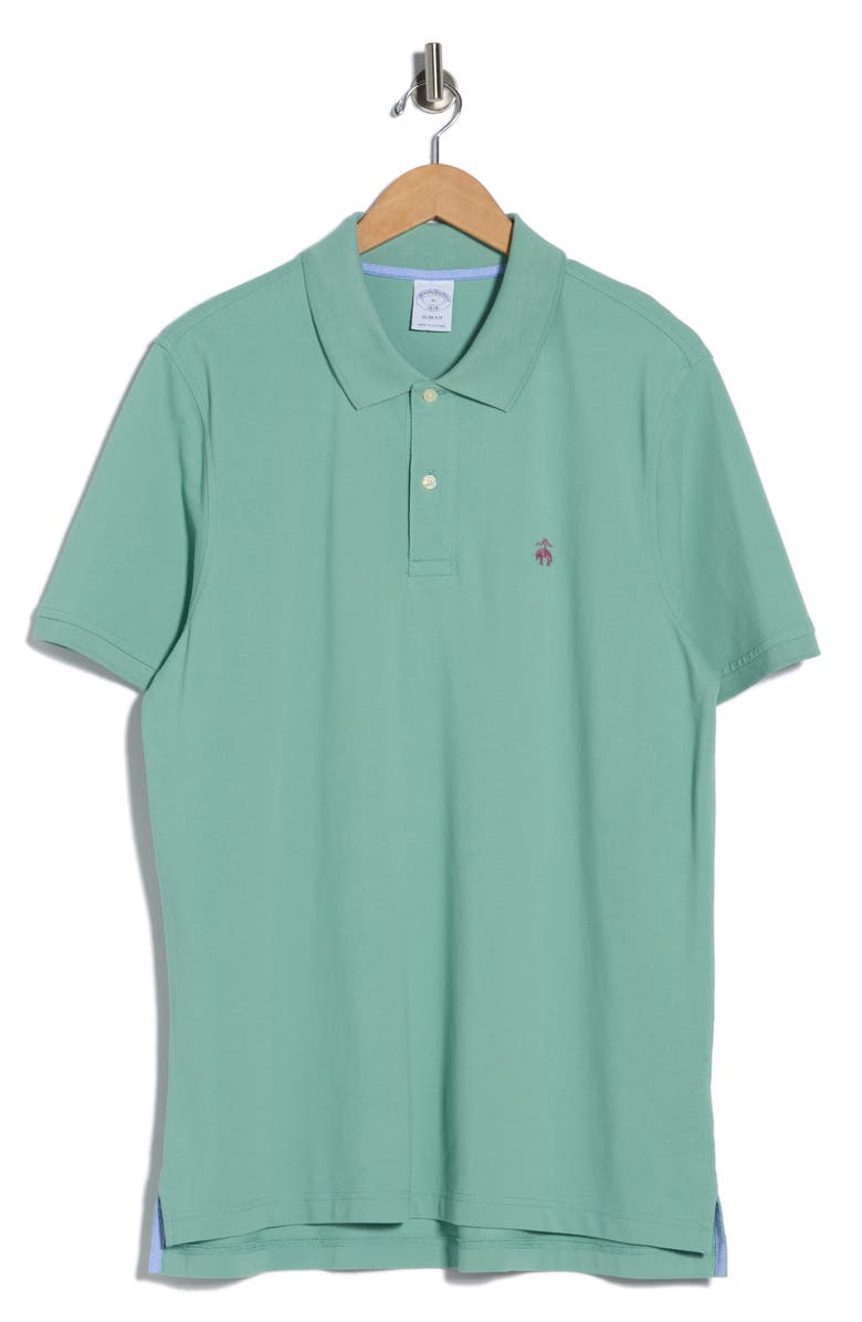 Brooks Brothers Slim Fit Solid Cotton Piqué Polo, Main, color, Green