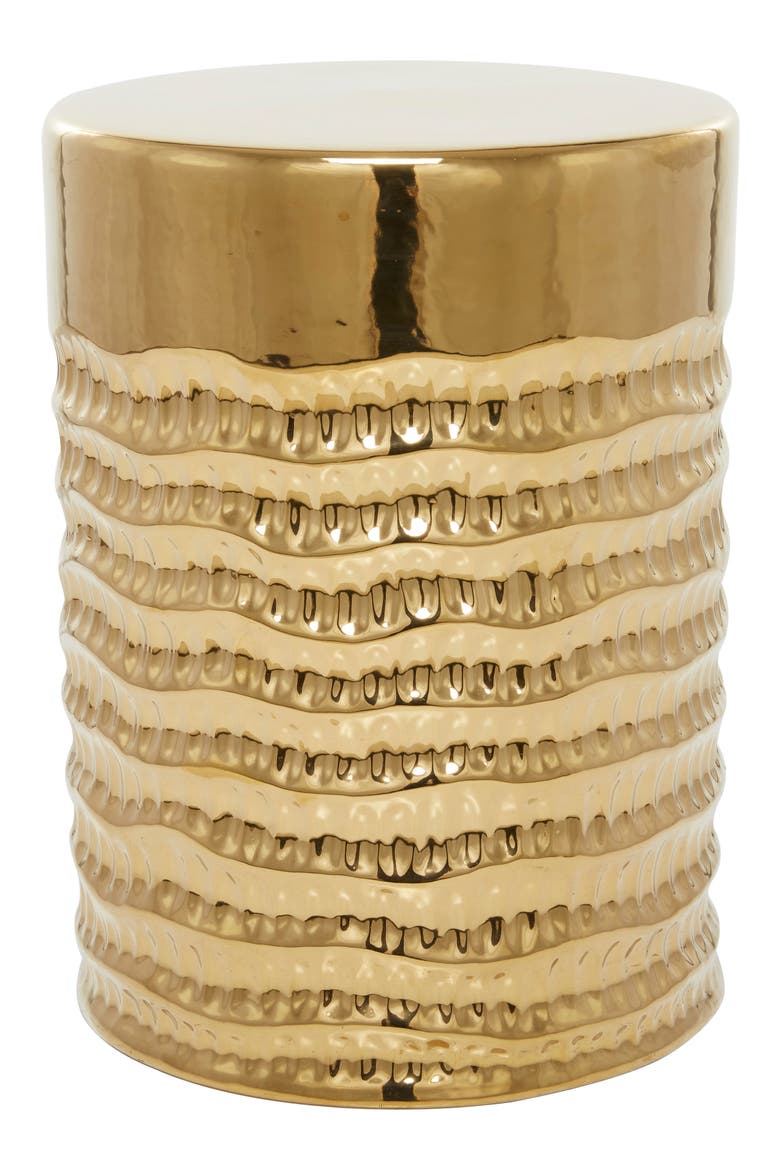 Goldtone Ceramic Glam Accent Table, Main, color, GOLD