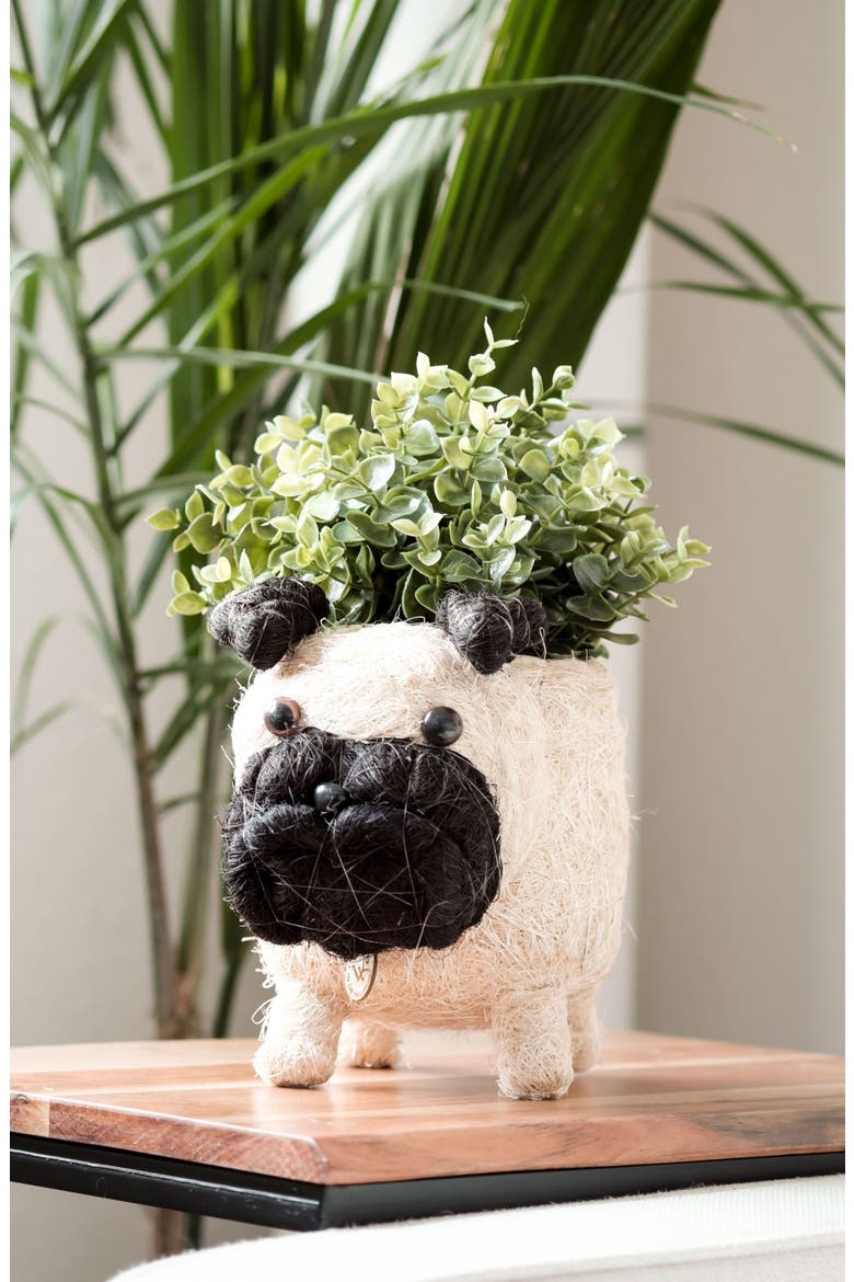 Pug Handwoven Planter, Alternate, color, OFF WHITE / BLACK
