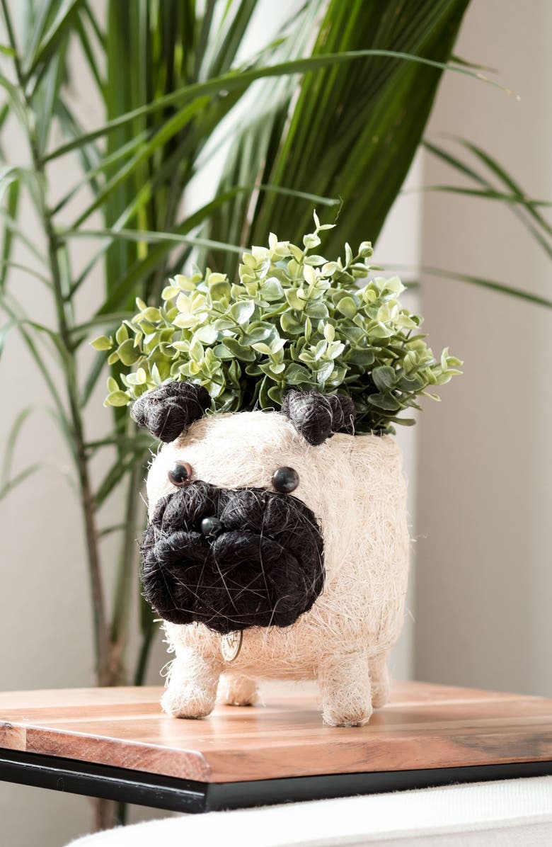 LIKHA Pug Handwoven Planter, Alternate, color, Off White / Black