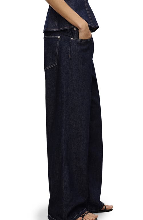 Mango Belted Straight Leg Jeans In Blue