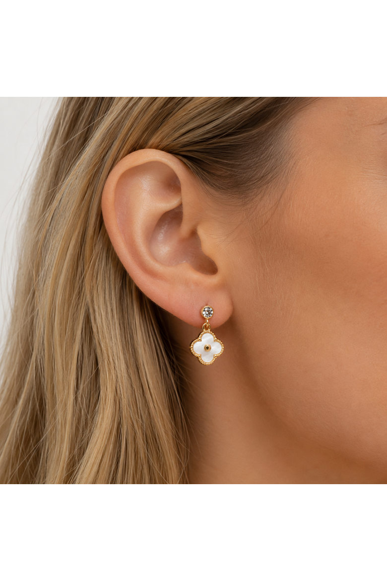Arden Mother of Pearl Clover Earrings, Alternate, color, Ivory