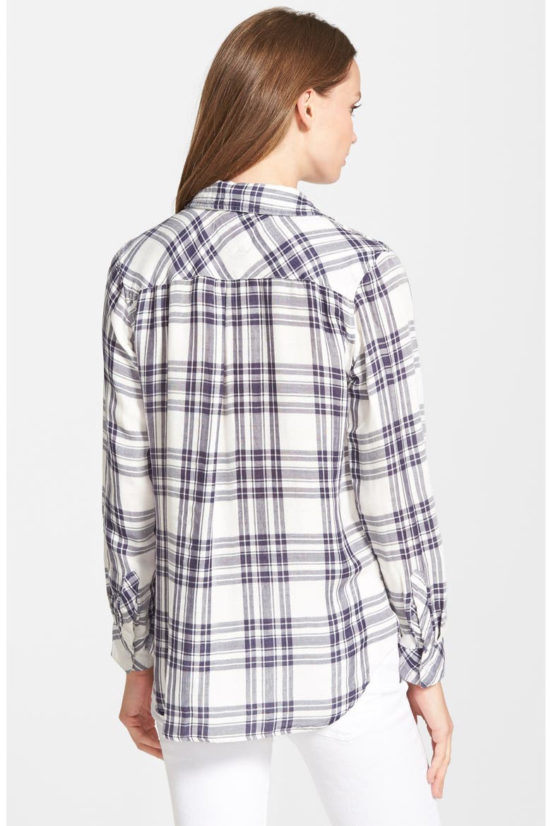 'Kendra' Plaid Shirt, Alternate, color, WHITE/ INDIGO