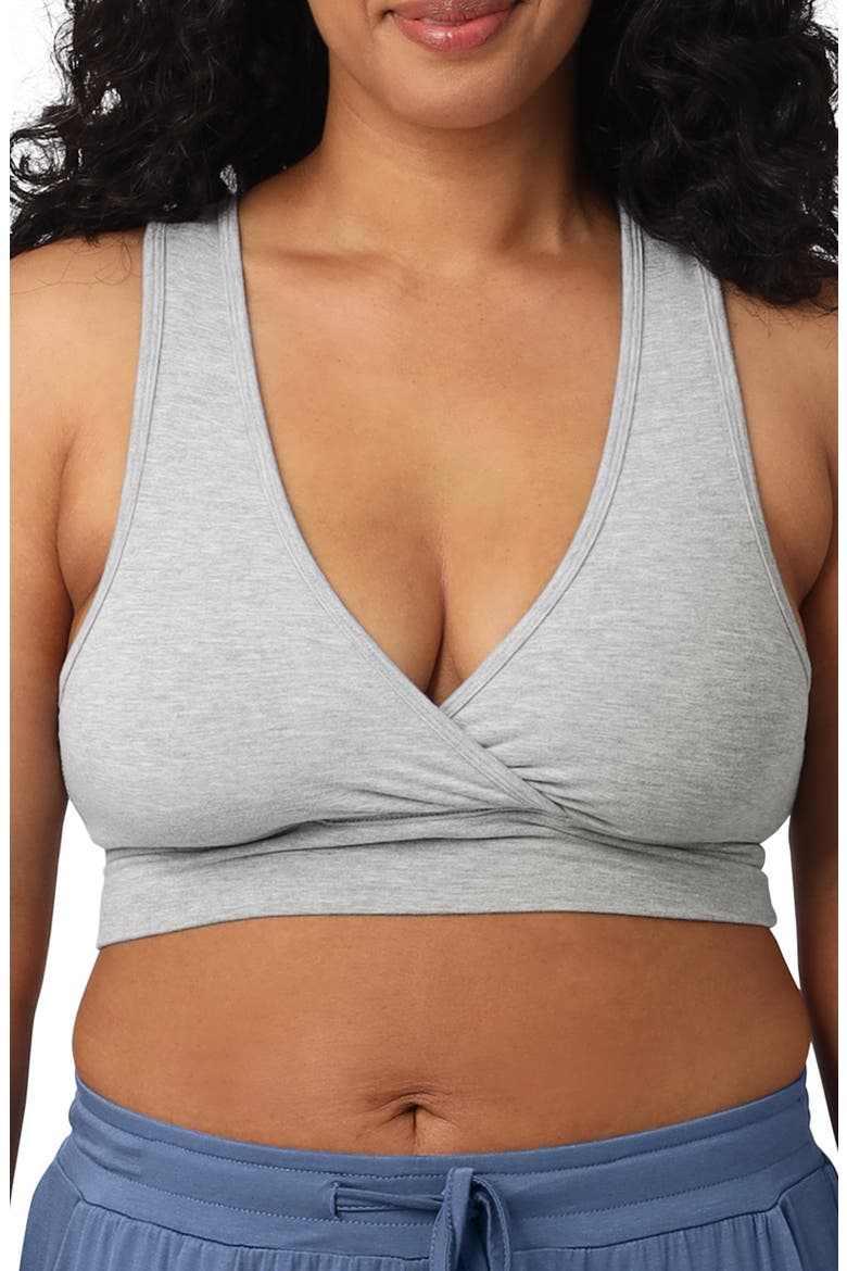 French Terry Racerback Nursing & Sleep Bra - Fits Sizes 30B-46D, Main, color, GREY HEATHER