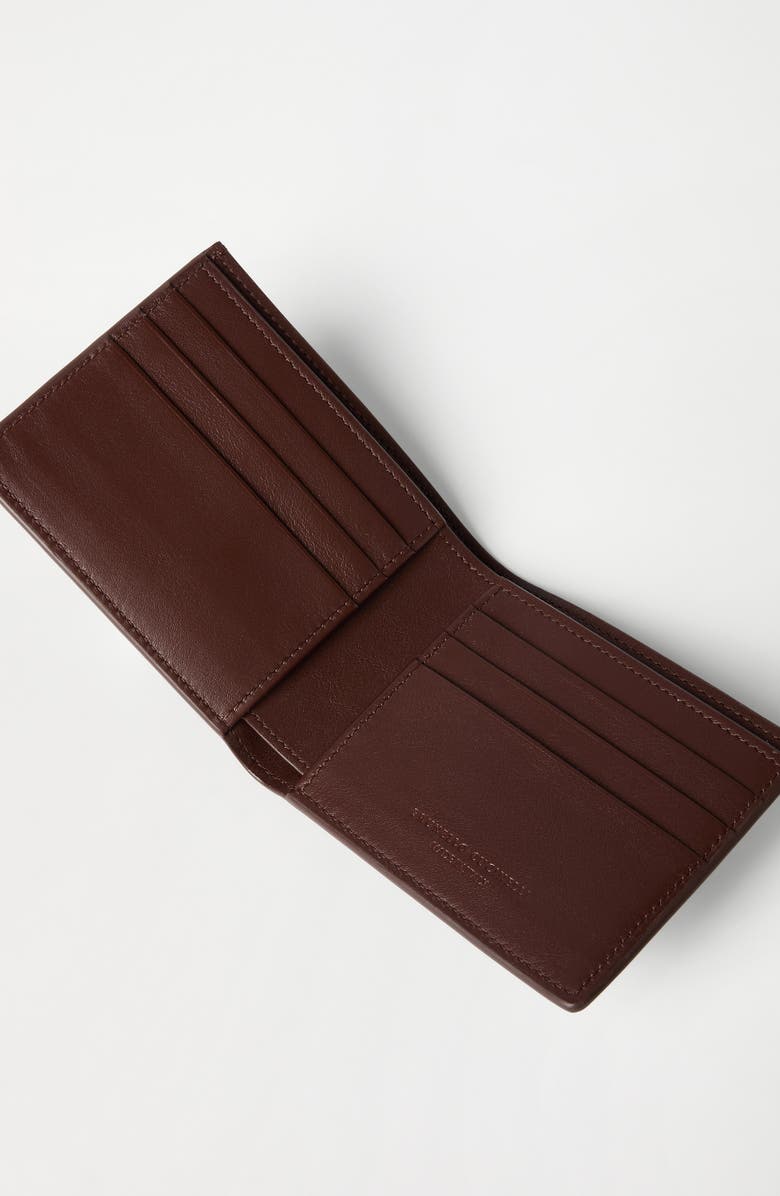Brunello Cucinelli Calfskin wallet, Alternate, color, Brown