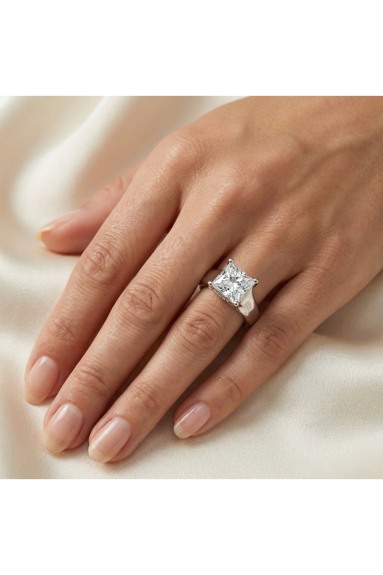Certified 3Ct Celestia Princess Cut Diamond Engagement Ring 14k Gold Lab Grown, Alternate, color, 14k Yellow Gold
