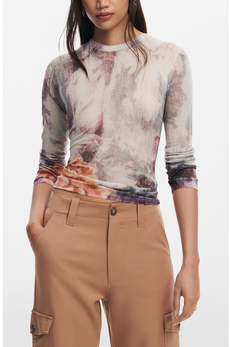 North Bay Print Fitted Sweater, Main, color, BLACK