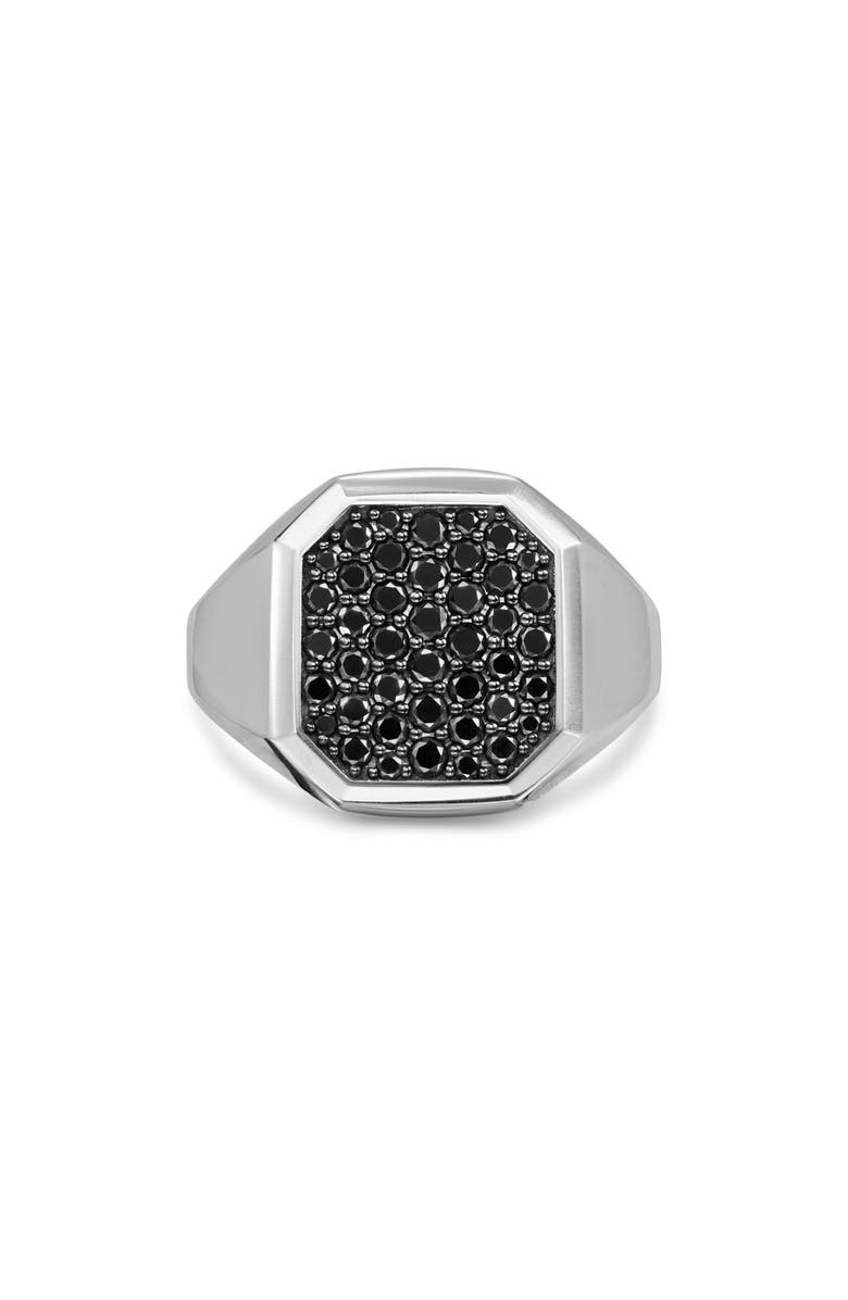 David Yurman Streamline Signet Ring in Sterling Silver with Black Diamonds, 18mm, Main, color, Silver