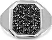 David Yurman Streamline Signet Ring in Sterling Silver with Black Diamonds, 18mm
