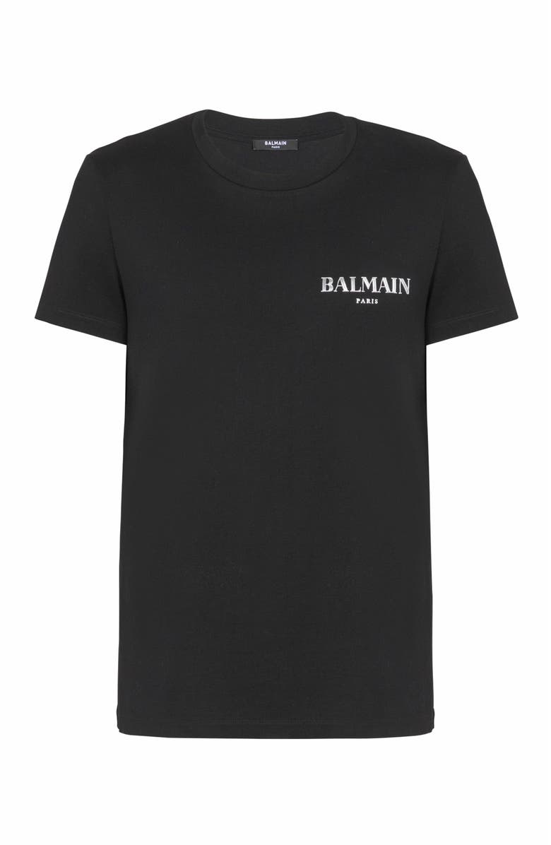 Balmain T-Shirt With Vintage Gel Balmain Logo, Alternate, color,