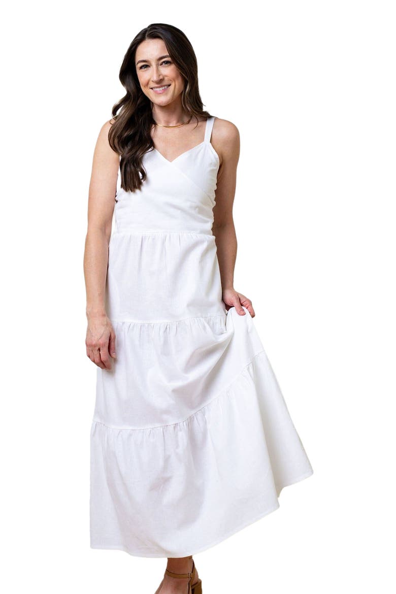 Womens' Tiered Wrap Dress, Main, color, White