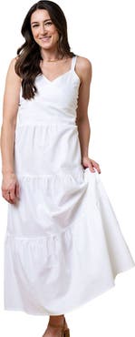 Hope & Henry Womens' Sleeveless Tiered Wrap Dress, Womens