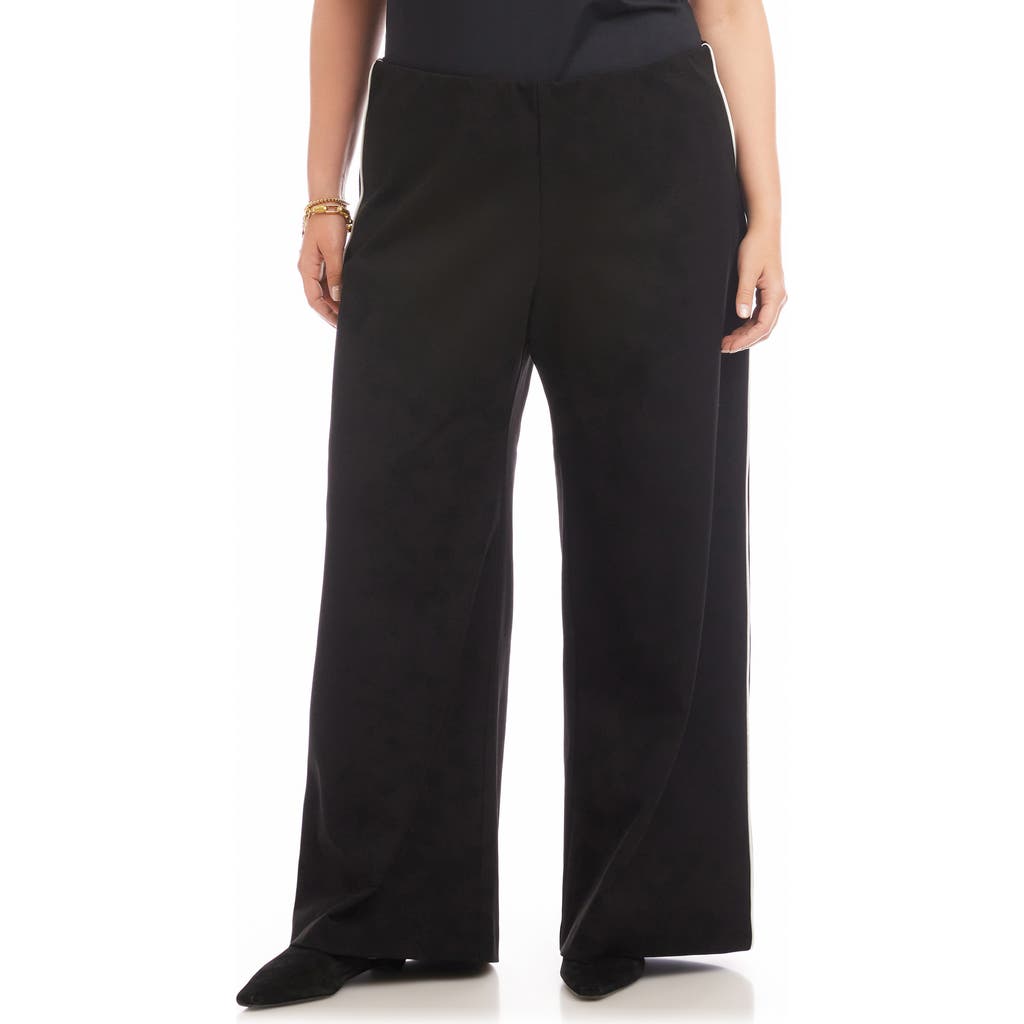Karen Kane Contrast Piped Wide Leg Pants In Black