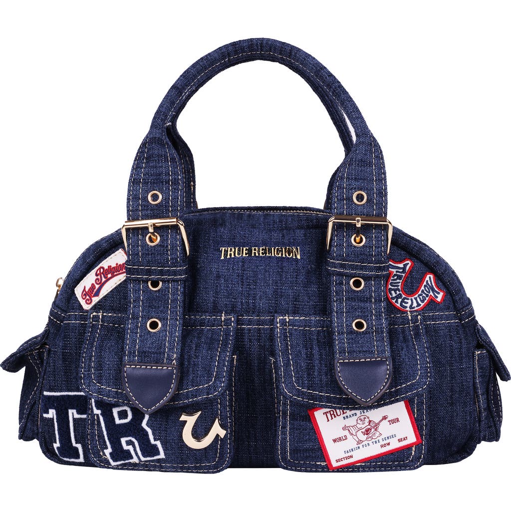 True Religion Multi Patch Satchel In Blue
