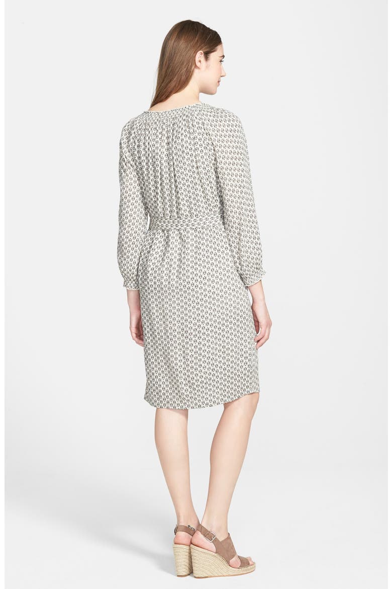 Peasant Dress, Alternate, color, BEIGE/ BLACK GEO PRINT