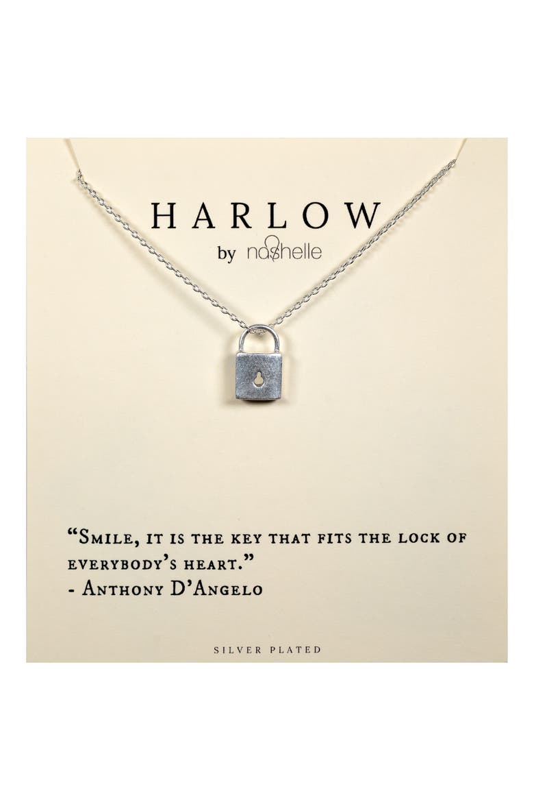 HARLOW by Nashelle Lock Boxed Necklace, Main, color, SILVER