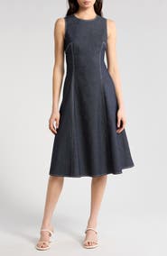 Vince Camuto Denim Fit & Flare Midi Dress