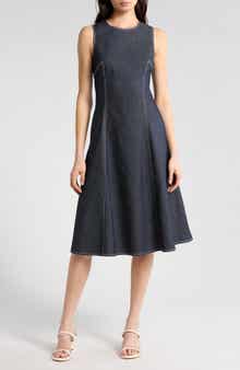 Vince Camuto Denim Fit & Flare Midi Dress