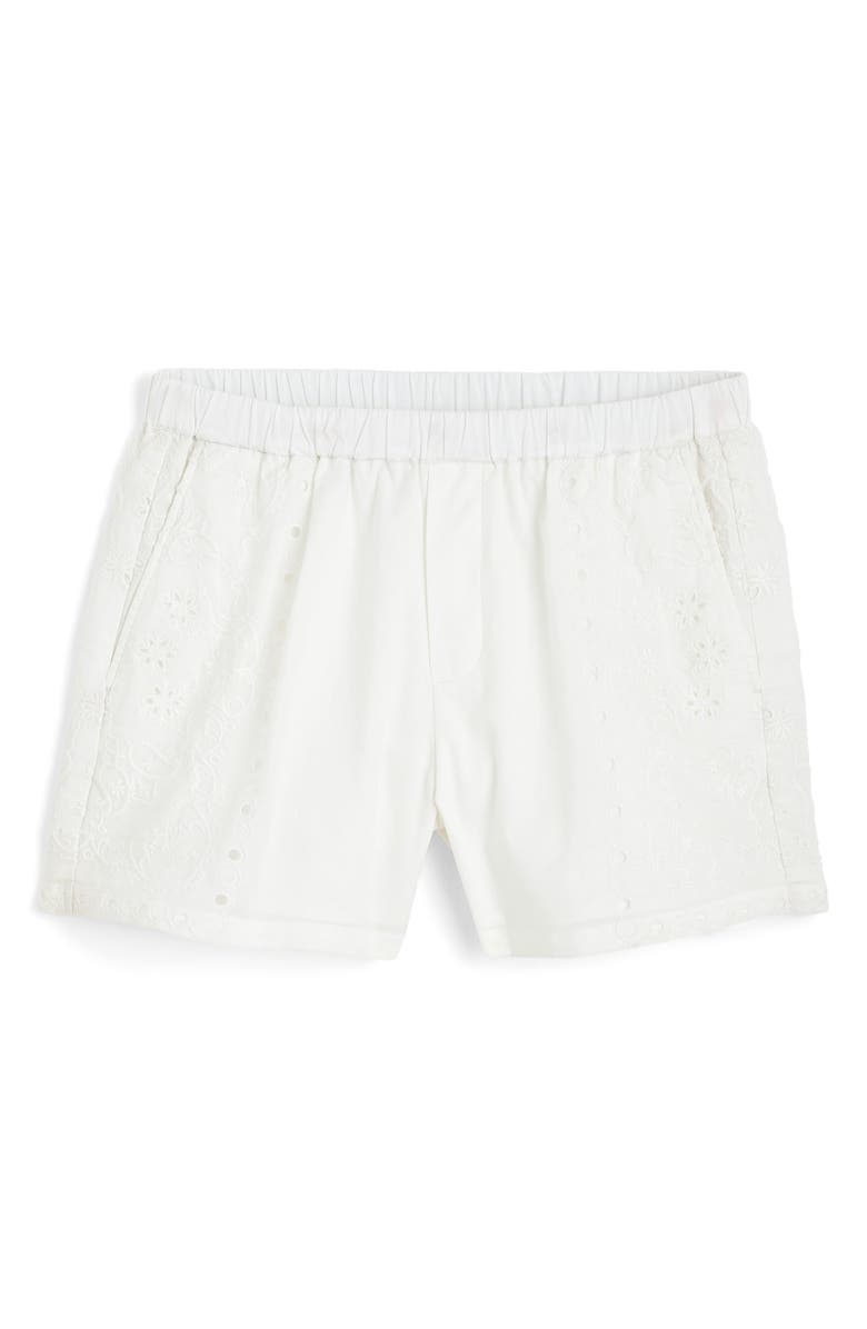 Madewell Eyelet Pull-On Shorts, Alternate, color, White