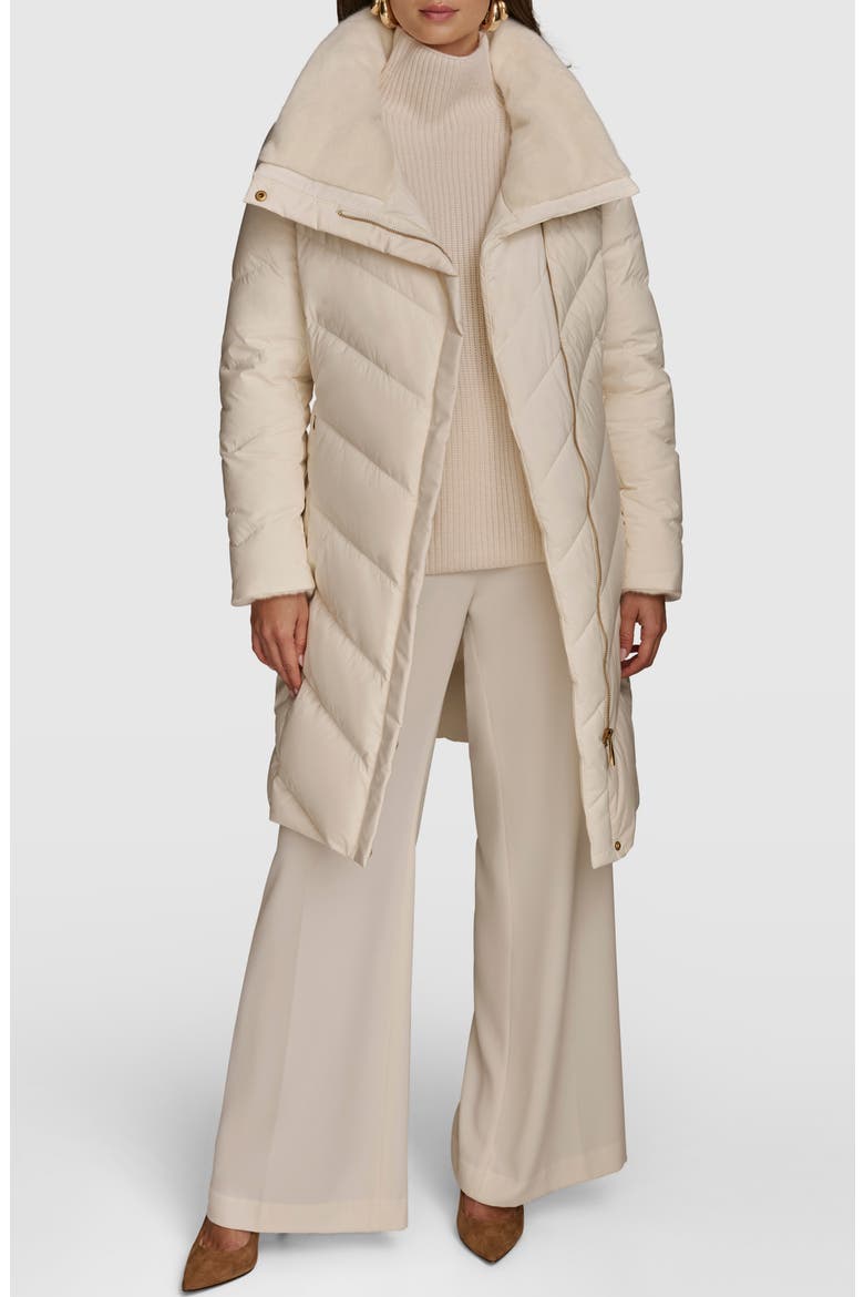 Water Resistant Chevron Down Puffer Coat, Alternate, color, CREAM