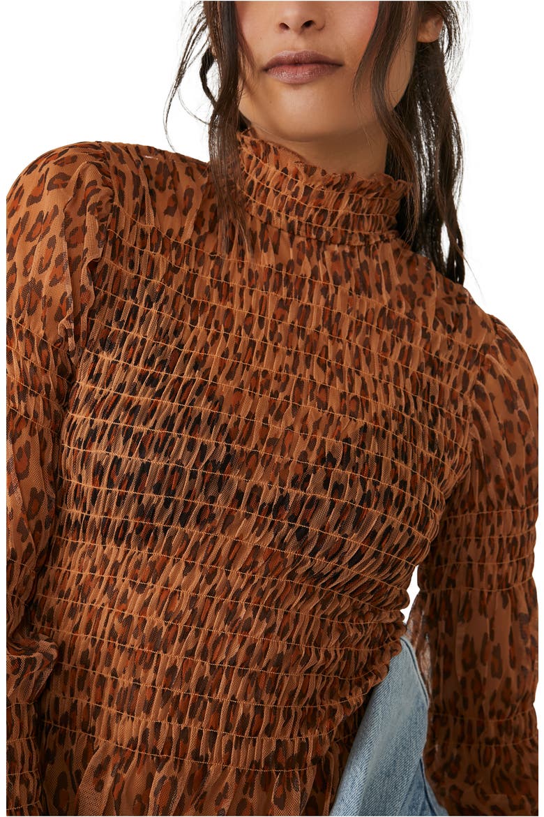 Hello There Smocked Crop Top, Alternate, color, LEOPARD COMBO