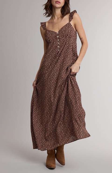 Floral Ruffle Strap Maxi Dress