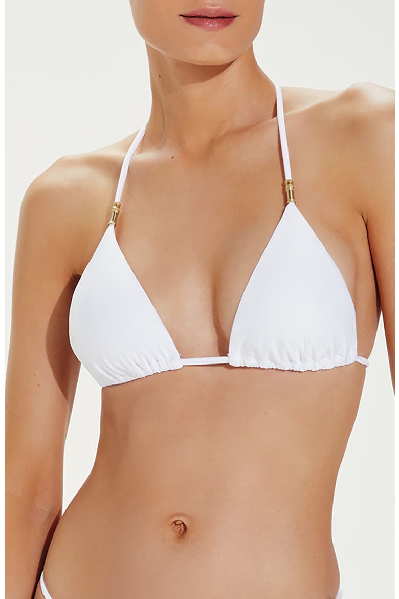 Lucy Strappy Triangle Bikini Top, Main, color, WHITE