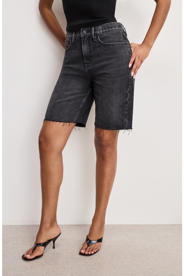 Good Standard Raw Hem Bermuda Shorts, Alternate, color, BLACK