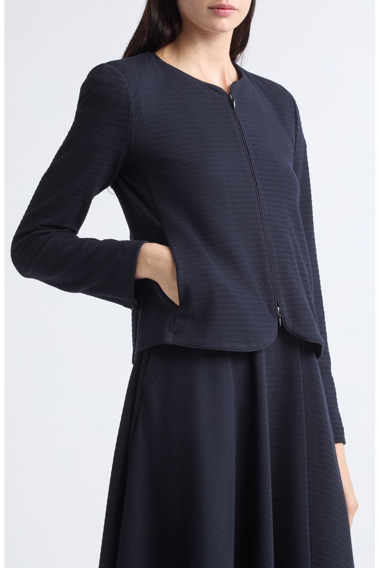 Zip Front Collarless Jacket, Alternate, color, NAVY