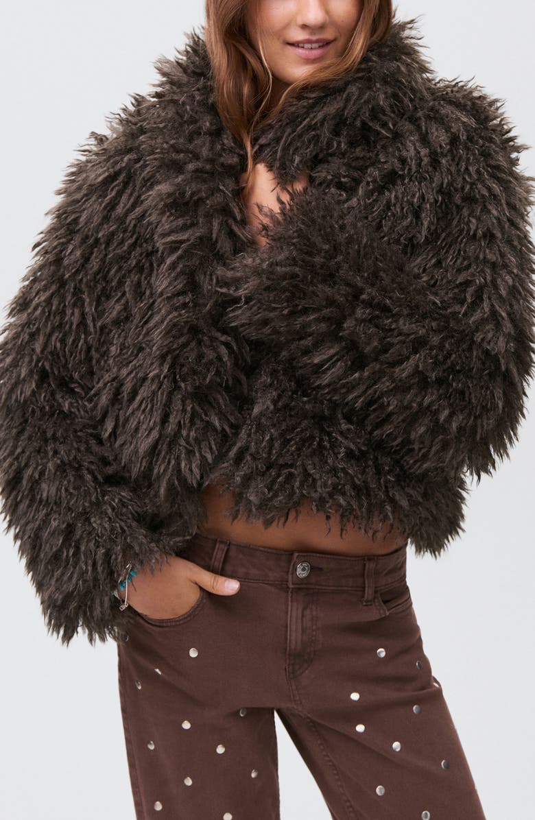 MANGO TEEN Faux Fur Jacket, Main, color, 