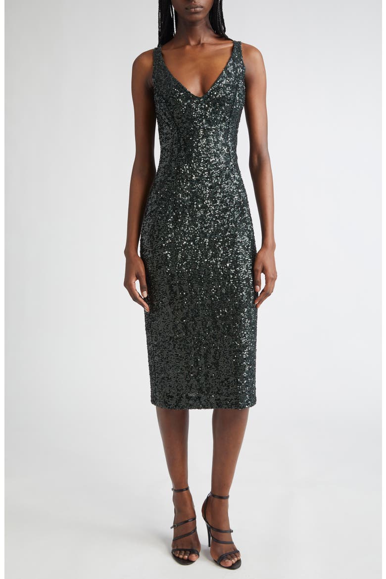 Sequin Embellished Sheath Dress, Main, color, BOTTLE