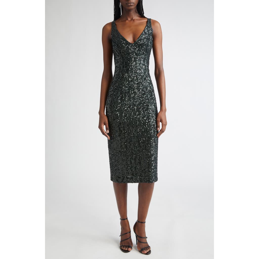 Michael Kors Collection Sequin Embellished Sheath Dress In Black