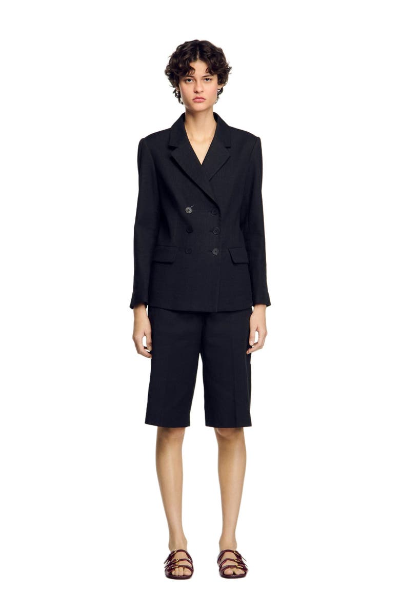 SANDRO Double-breasted suit jacket, Alternate, color, 