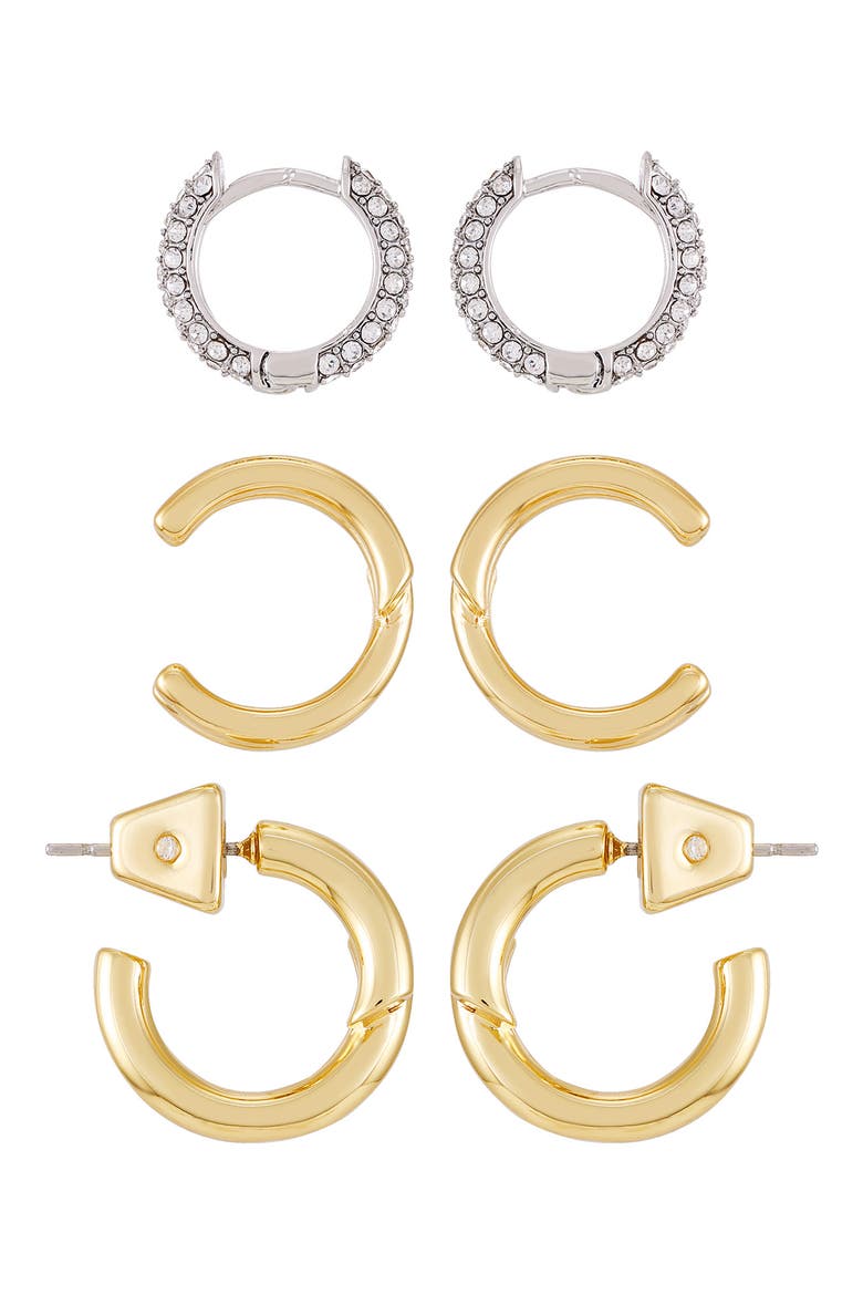 Set of 3 Assorted Earrings, Alternate, color, GOLD TONE